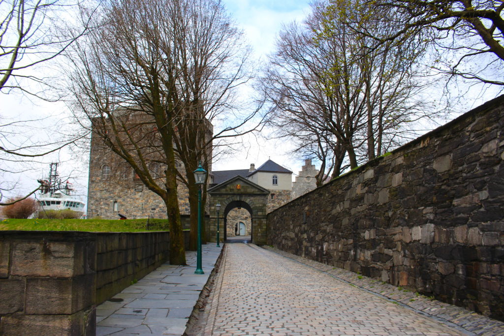Cobblestone walkway of the Bergenhus Fortress