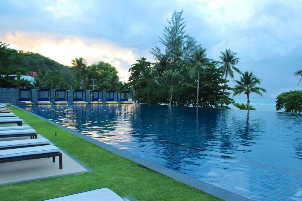 Daybeds by the infinity pool at Hyatt Regency Phuket