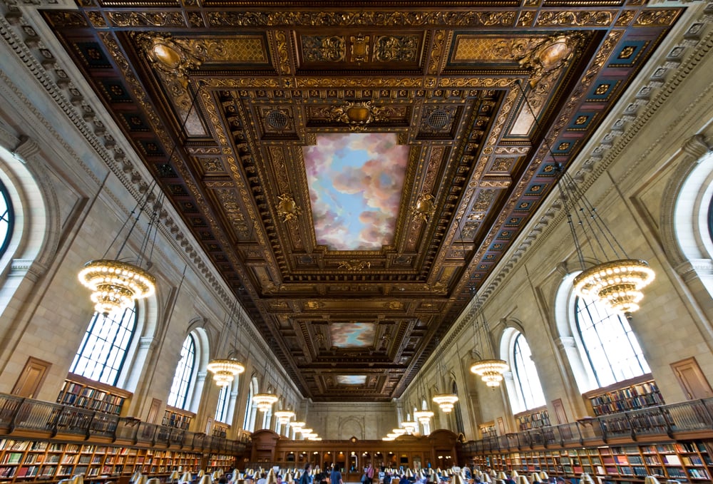 The inside decor of the New York City Library