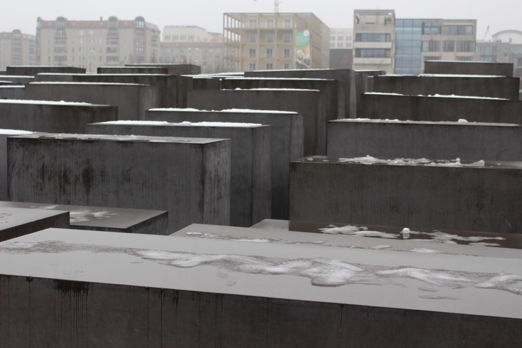 Concrete pillars at the Memorial to the Murdered Jews of Europe. Visiting this place and honoring the lost souls is one of the top 10 things to do in Berlin.