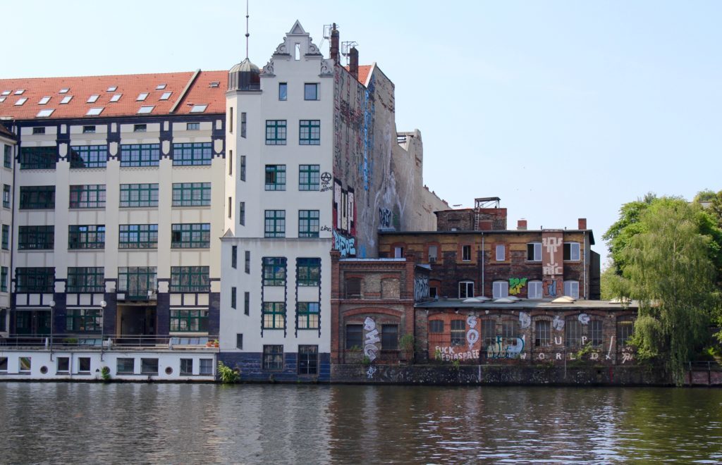 New and old buildings by the Spree River in Berlin