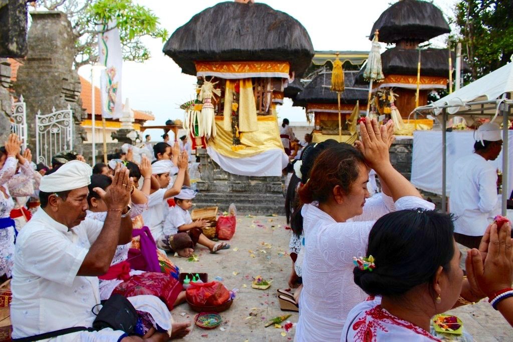 Balinese people celebrating the Galungan festival in Bali, Indonesia