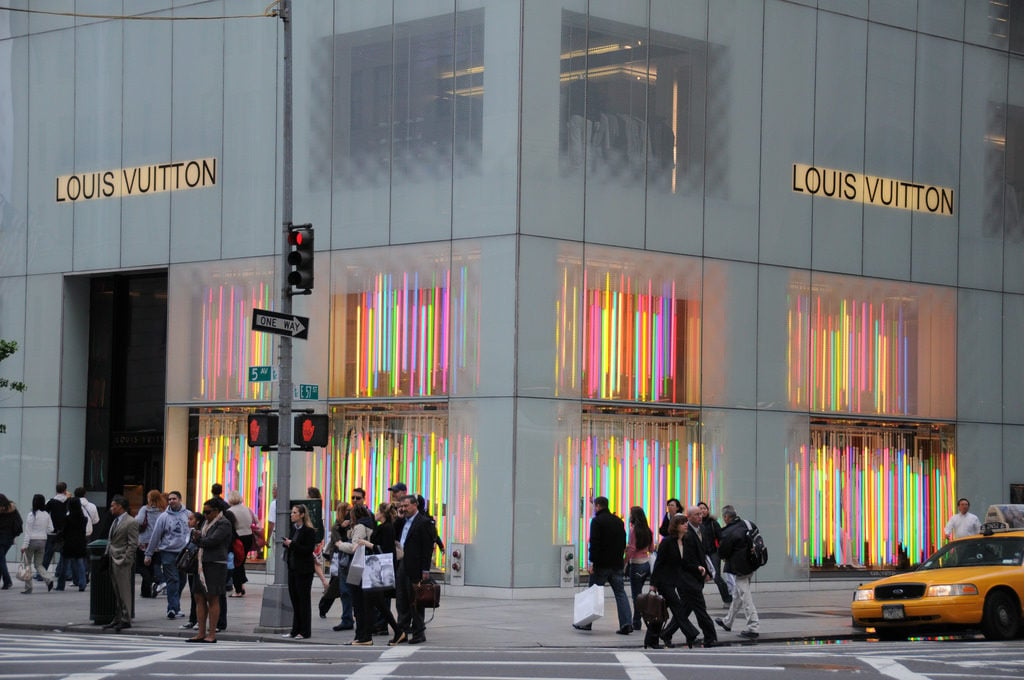 The facade of Louis Vuitton in NYC on 5th Avenue