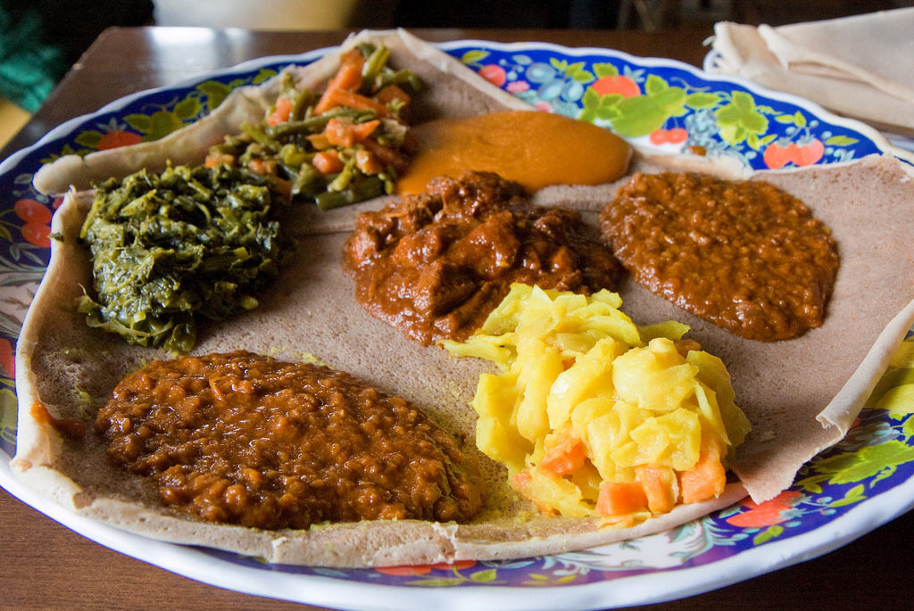 Delicious-looking Ethiopian food on a plate