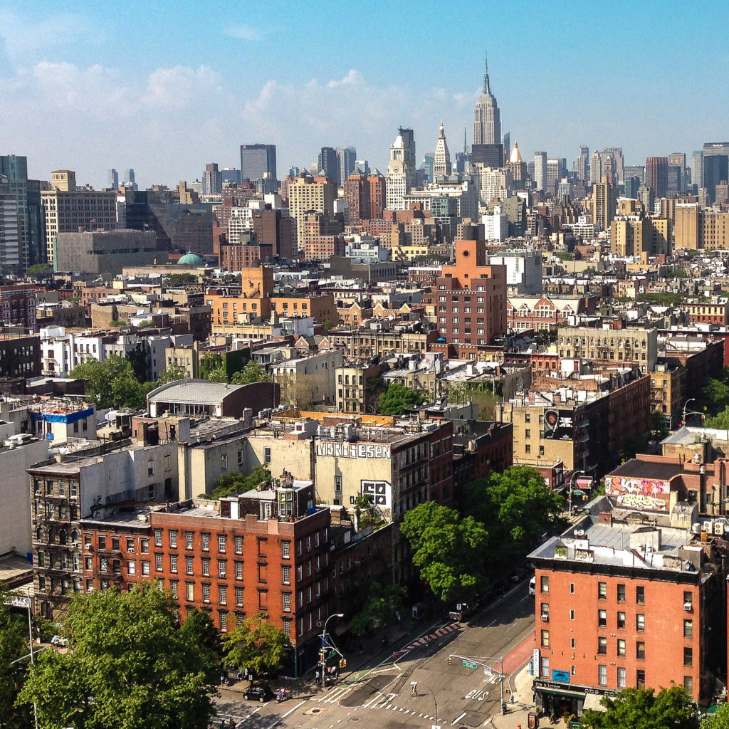 A bird's eye view of the lower east side in NYC