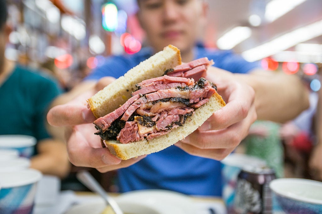 Pastrami sandwich from Katz Deli