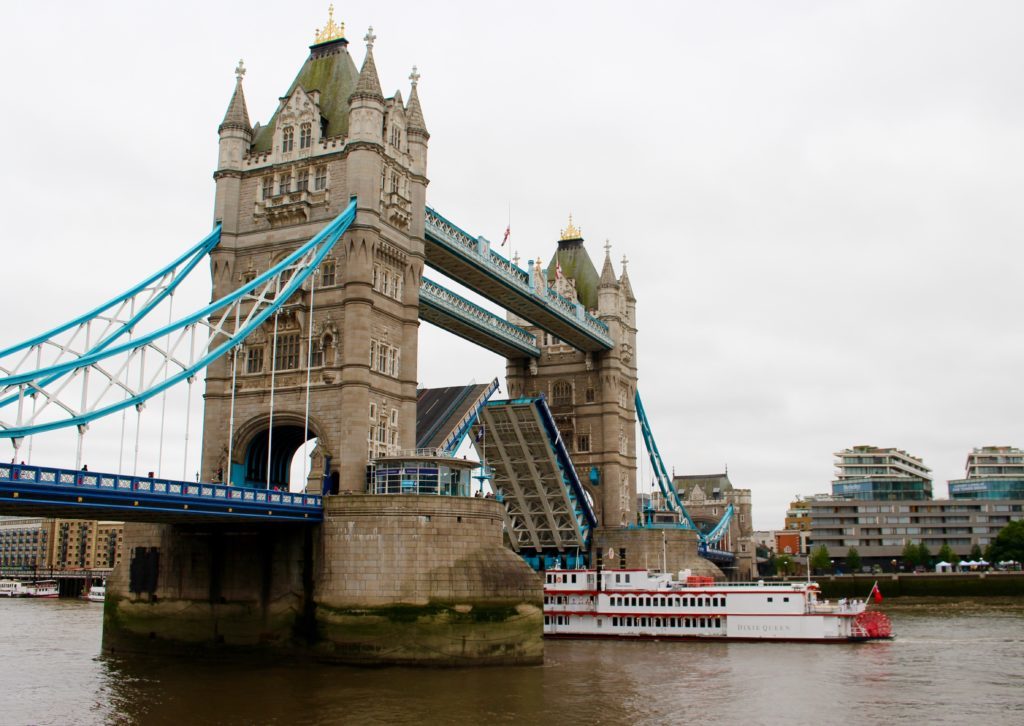 London Bridge open to allow boat to pass