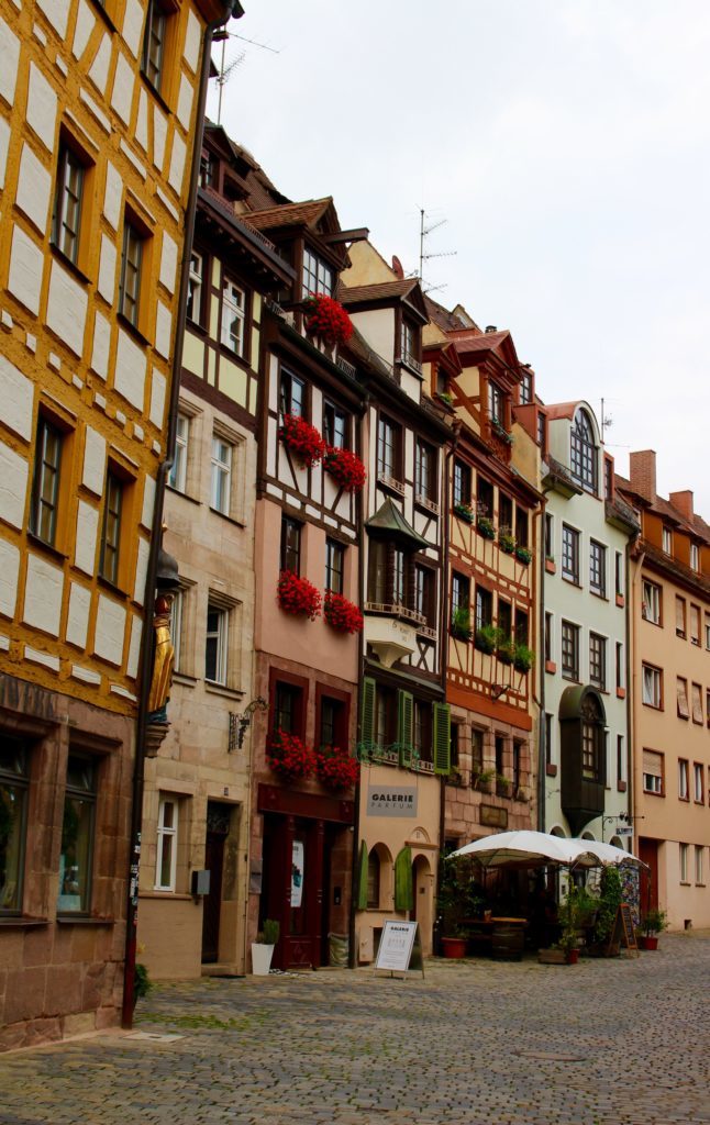Tall, historical buildings in Nuremberg - one of the fairy tale towns in Germany