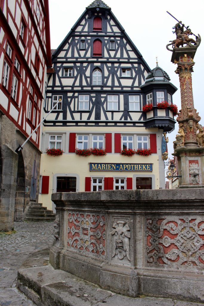 Old architecture of a pharmacy in Rothenburg ob der Tauber, Germany