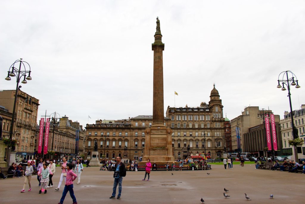 A busy square in Glasgow