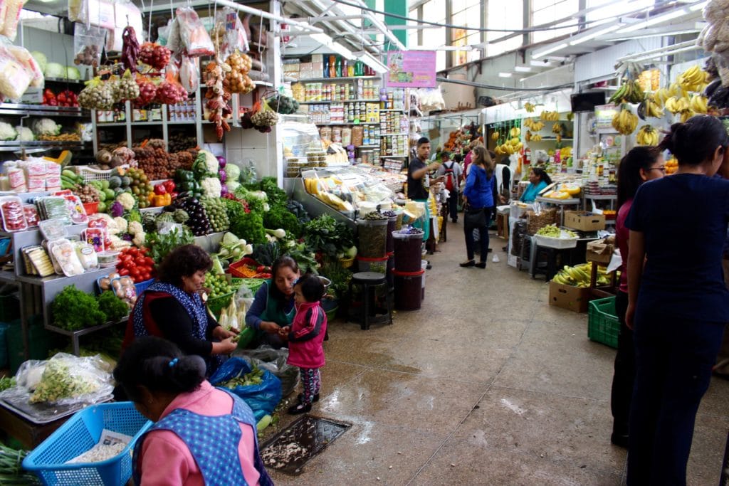 Busy and colorful market in Surquillo, Lima. This market is worth a visit for an authentic experience during your 24-hour visit in Lima.