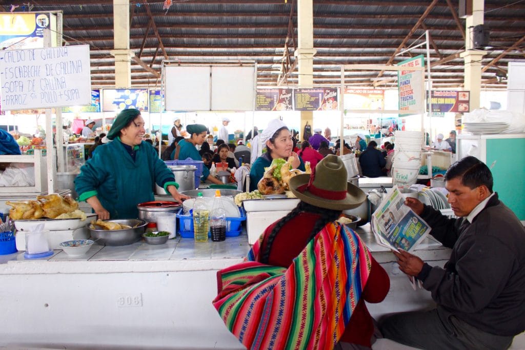 Vendors and local customers in a public market