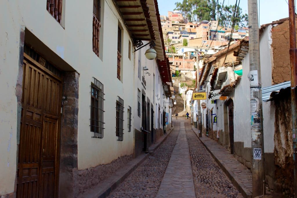 Cobblestone street of the San Blas neighborhood. This neighborhood is a hidden treasure that you shouldn't miss during your three days in Cusco.