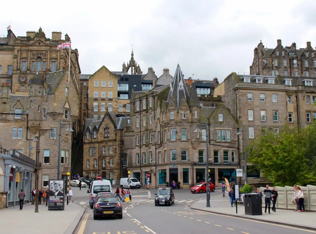 A busy street in Edinburgh