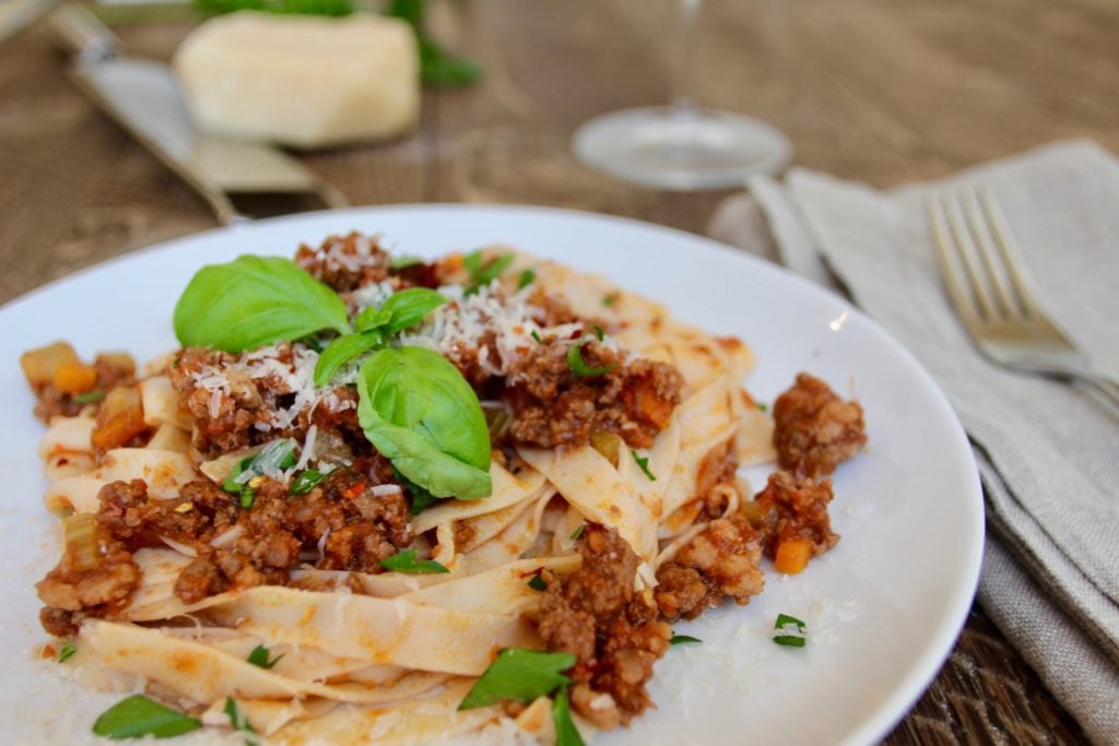 Delicious pasta with bolognese sauce