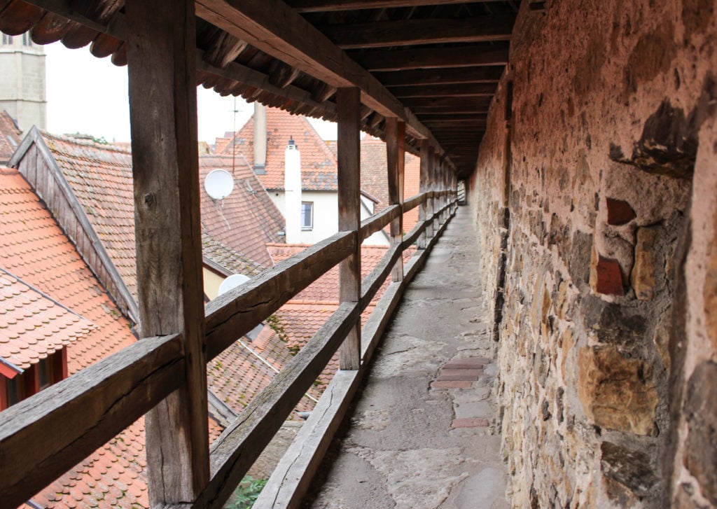 Narrow walkway in one of the old buildings in Rothenburg ob der Tauber