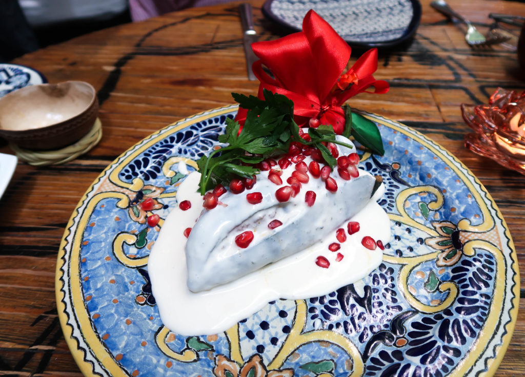 Plate of chiles en nogada. The Azul Historico offers the best chiles en nogada in Mexico City.