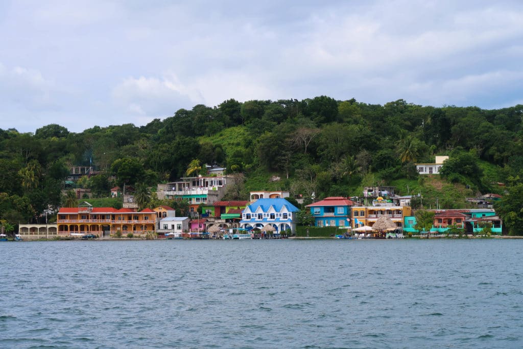 Colorful buildings in Flores, Guatemala