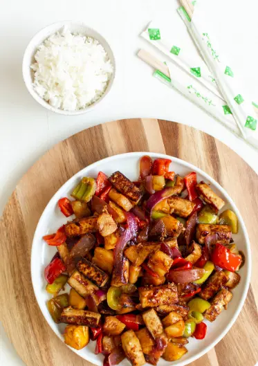 Chinese-American Sweet & Sour Tofu with Pineapple