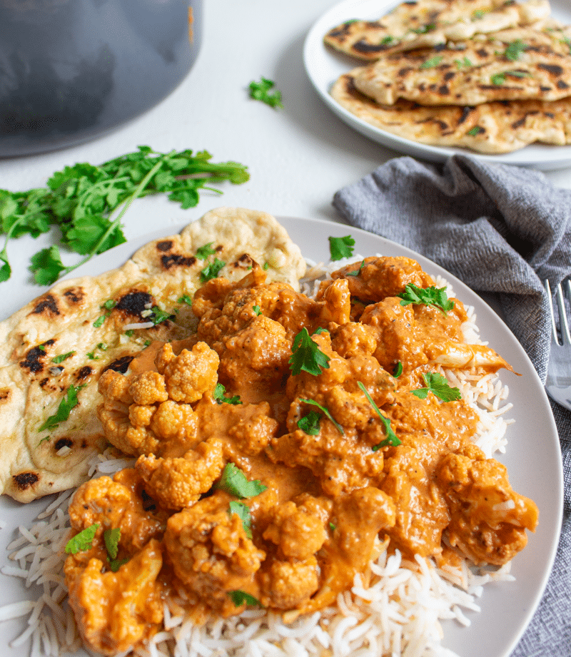 This recipe for vegan cauliflower tikka masala is creamy, spicy, healthy, and delicious. Ready in 30 minutes or less, this is the ultimate vegan dinner!