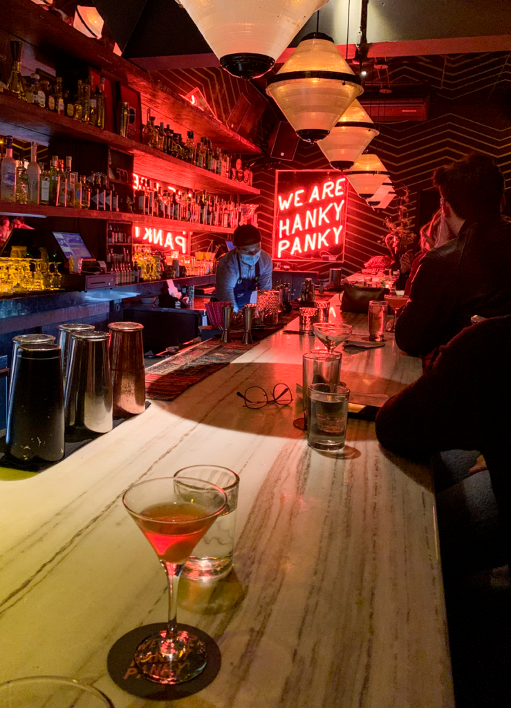 Cocktails at a speakeasy bar in CDMX
