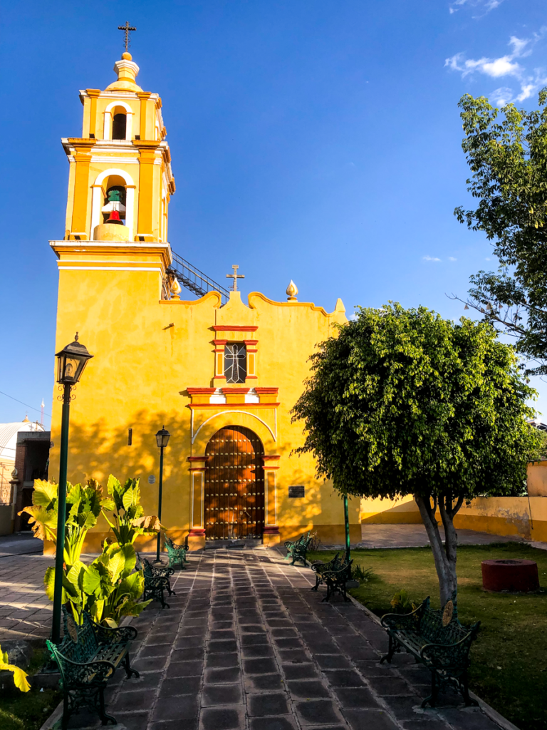 colorful church in cholula, mexico