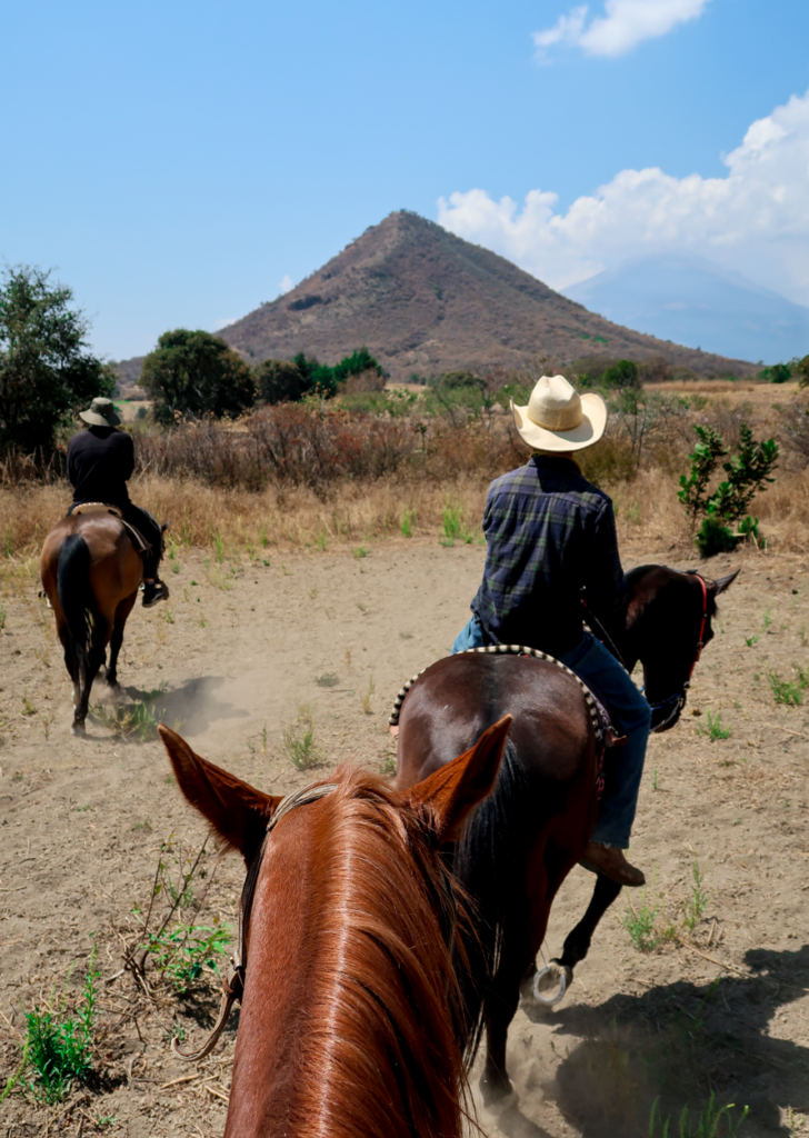 Horseback riding near El Popo Volcano in the state of Puebla, Mexico