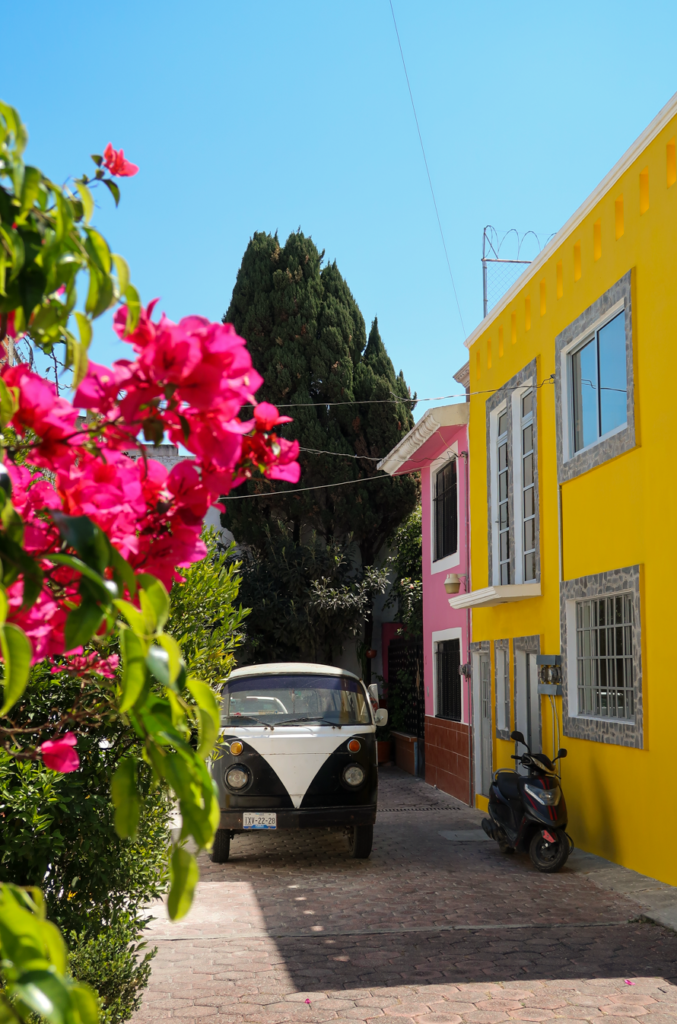 Colorful street scene in Cholula