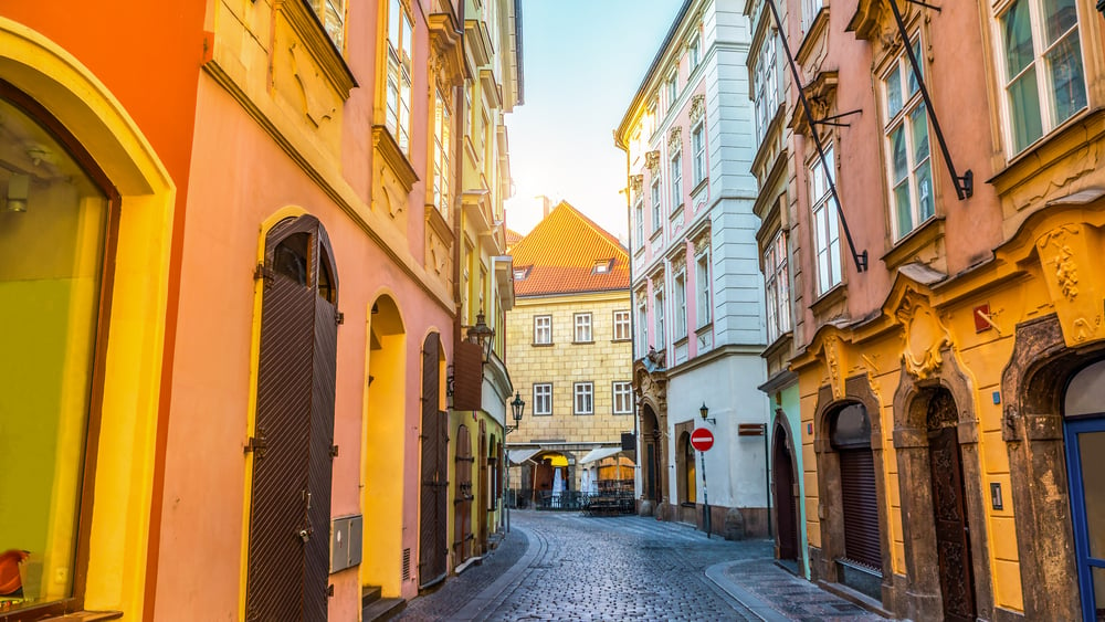 Colorful, quiet street in Old Town district, a must-add in your Prague itinerary