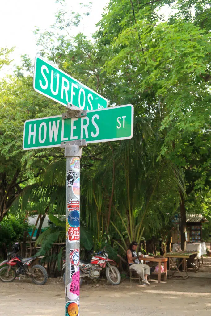 A street sign on a dirt road in Costa Rica