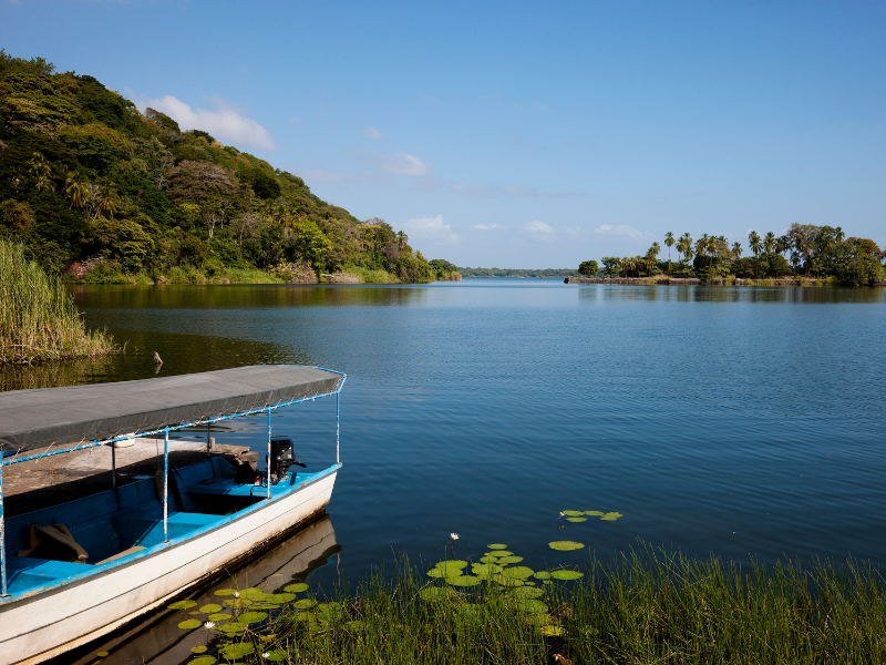 Boat and view of Lake Nicaragua