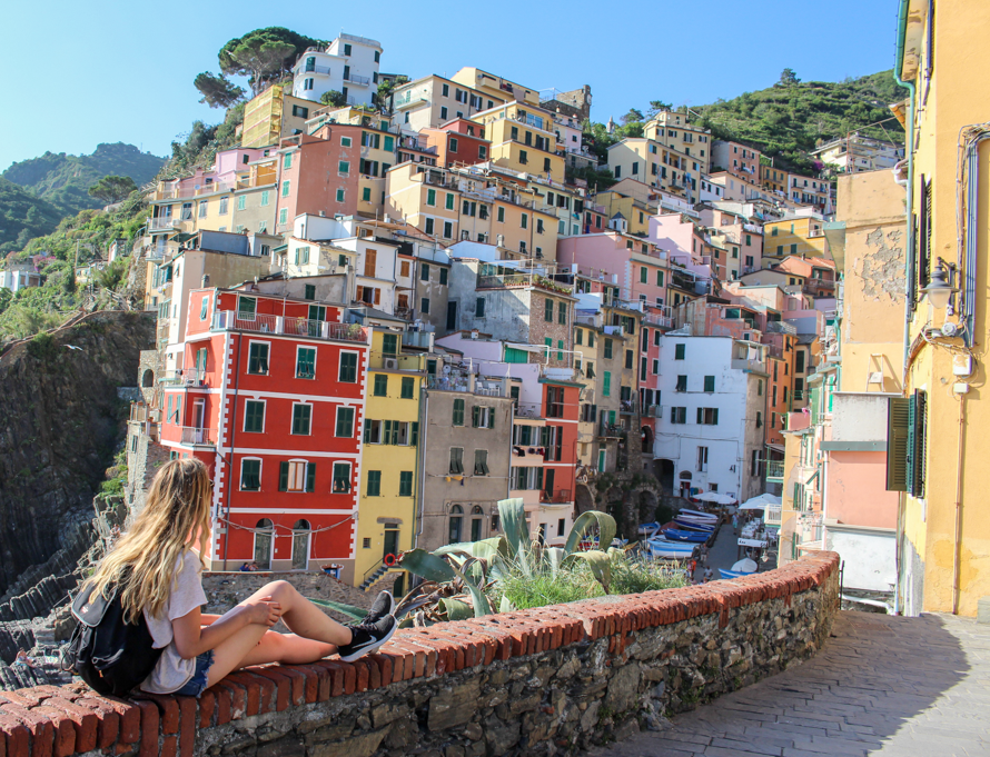 Maddy sitting and looking at the view in Cinque Terre