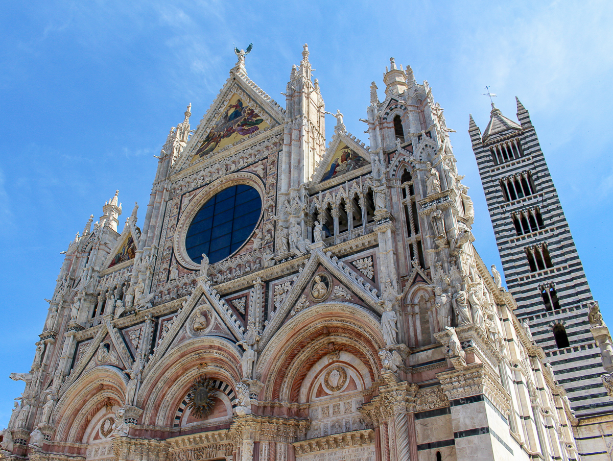 View of the front of the Duomo in Siena 
