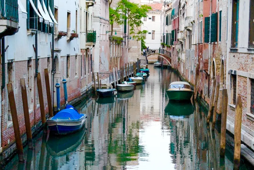 a quiet and beautiful canal in Venice  - walking around on foot aimlessly is one of the best things to do in 2 days in Venice