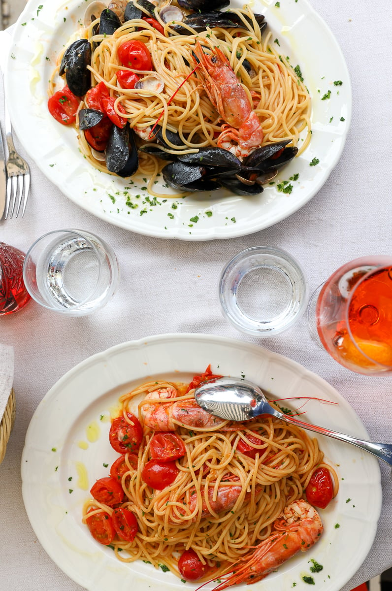 Delicious pasta at a Venice restaurant