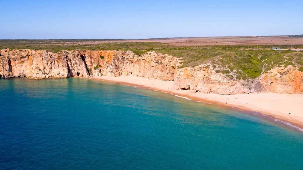 Turquoise waters along the coastline of Lagos, Portugal
