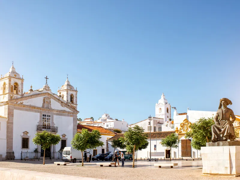 The main church in Lagos, Portugal -one of the best things to do in Lagos is to explore the Old Town on foot!