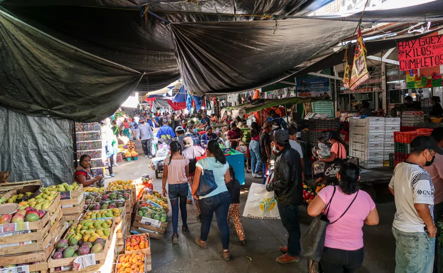 Busy market in Oaxaca City
