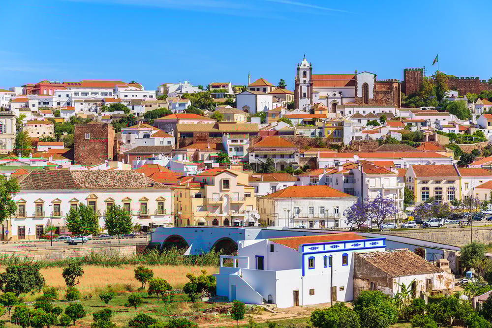 Colorful town buildings of Silves. Exploring the Algarve countryside like this place is one of the best things to do in Lagos, Portugal.
