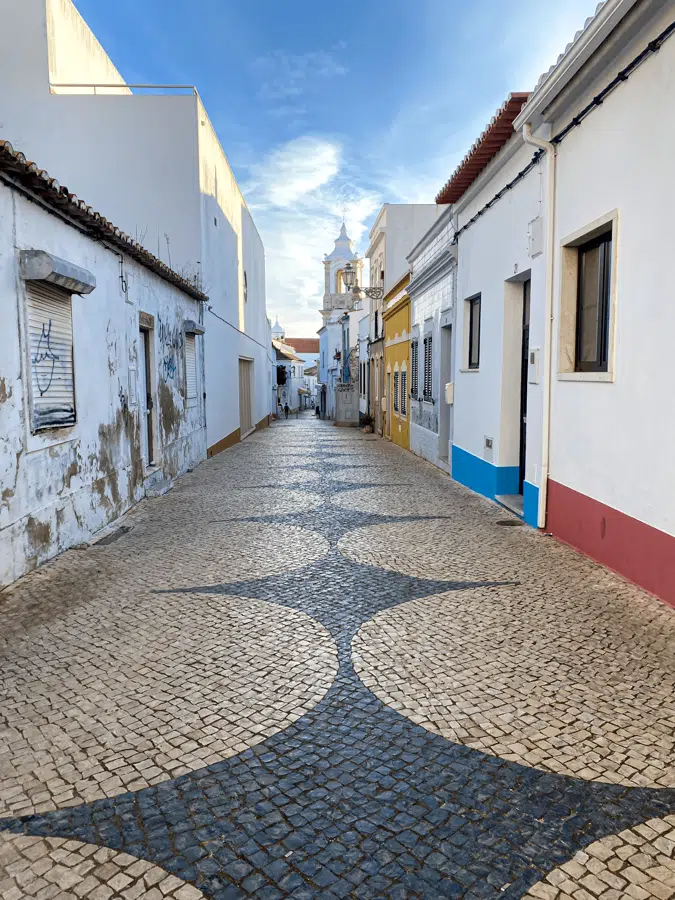 A street with decorative tiles