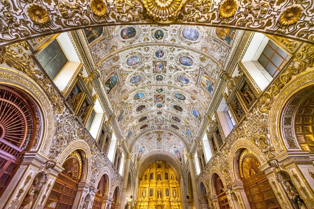 The ceiling inside of the Templo de Santo Domingo in Oaxaca, Mexico