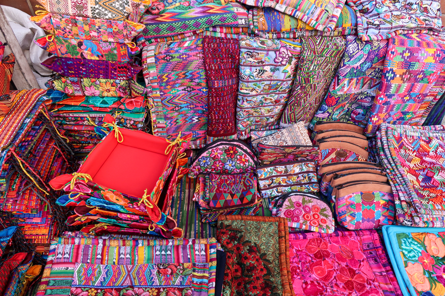 Colorful goods for sale at a market in Guatemala