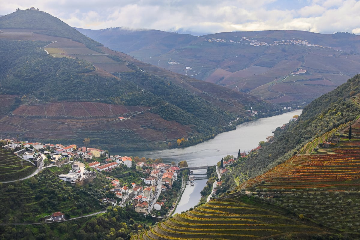Douro Valley Wine Region with the Douro River in view and a small town