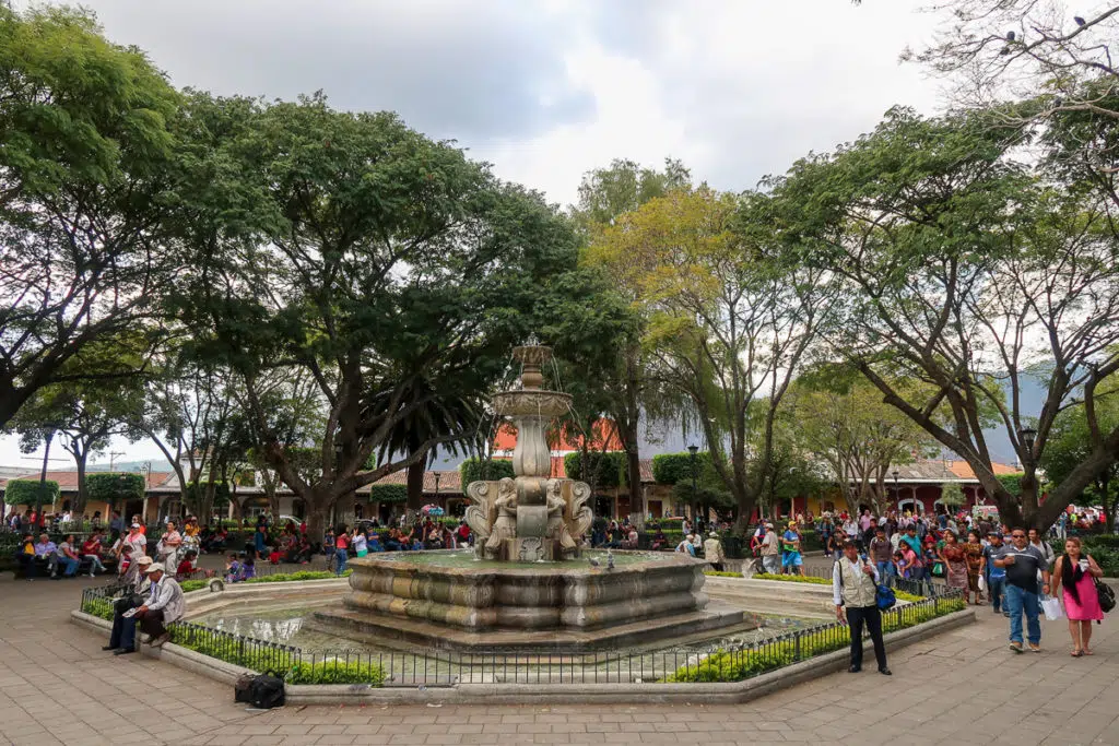 The busy central park in Antigua