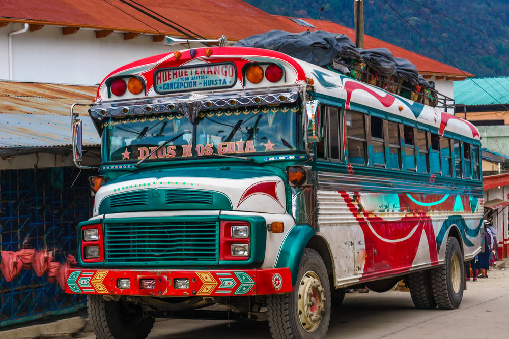 A "chicken bus" in Guatemala used for public transport