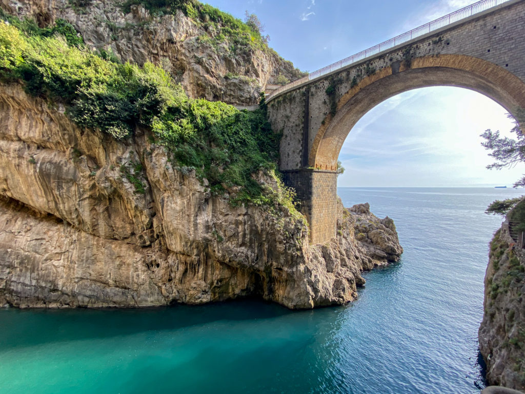 View of the bridge at Furore in Amalfi Coast