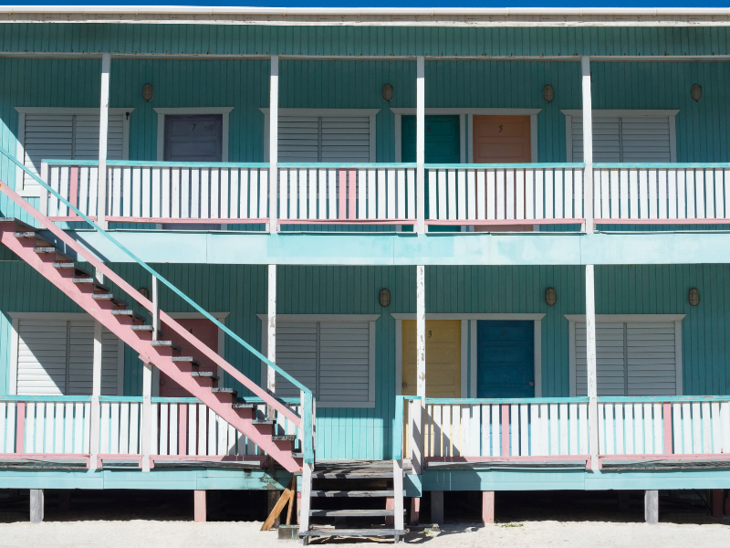 A colorful hotel in Caye Caulker, Belize