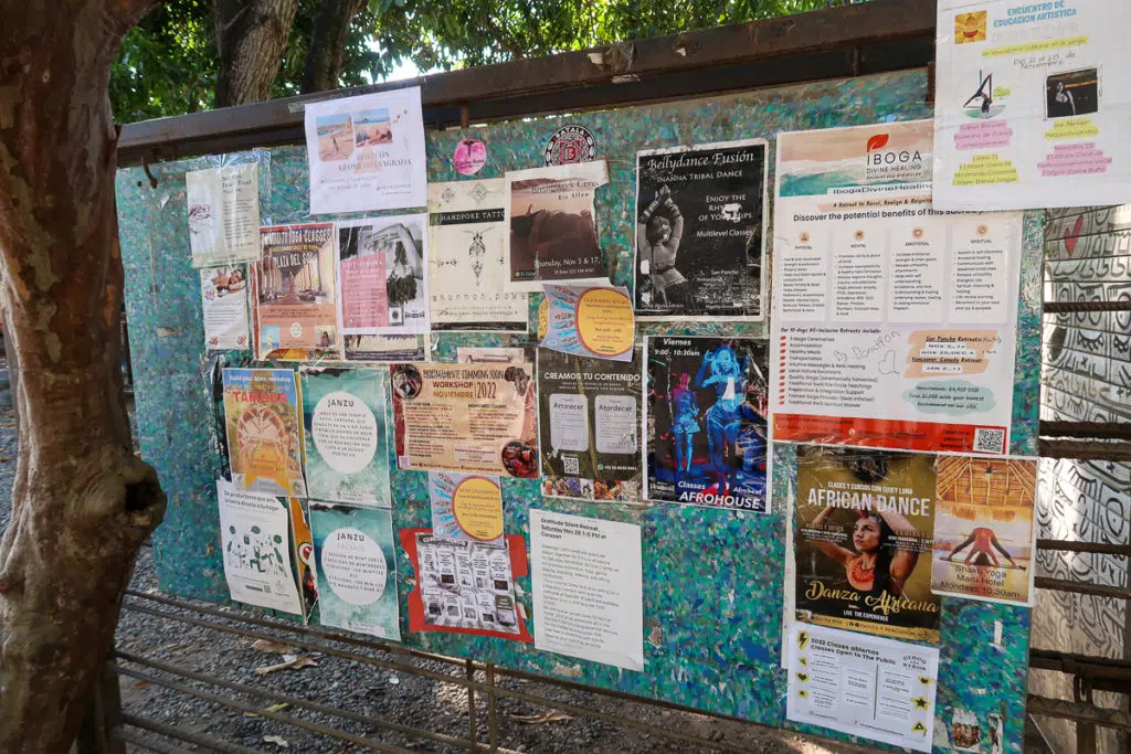 Advertising for yoga and other events in San Pancho
