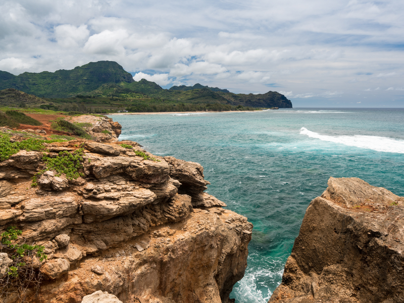 A rocky coast along Maha'ulepu Heritage Trail. If hiking is part of your Kauai vacation, this trek should suffice.