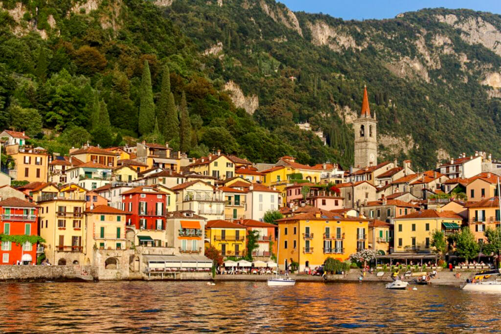 View of Varenna, from the ferry, on Lake Como